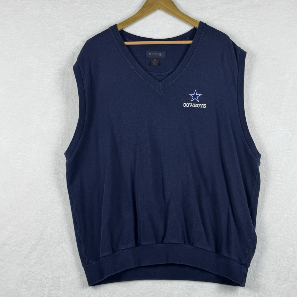 Vintage NFL Dallas Cowboys Antigua Sweater Vest XL‎ Navy Blue V-Neck